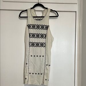 Free People Black embroidered faded denim dress small